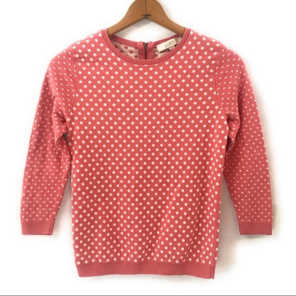 🎈LOFT pink and white polka dot sweater - Picture 3 of 6